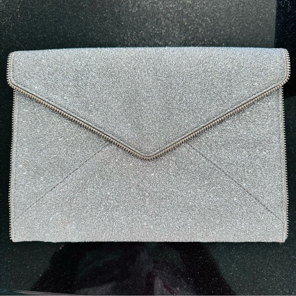 Rebecca Minkoff Silver Glitter Leo Clutch EUC - Picture 11 of 17